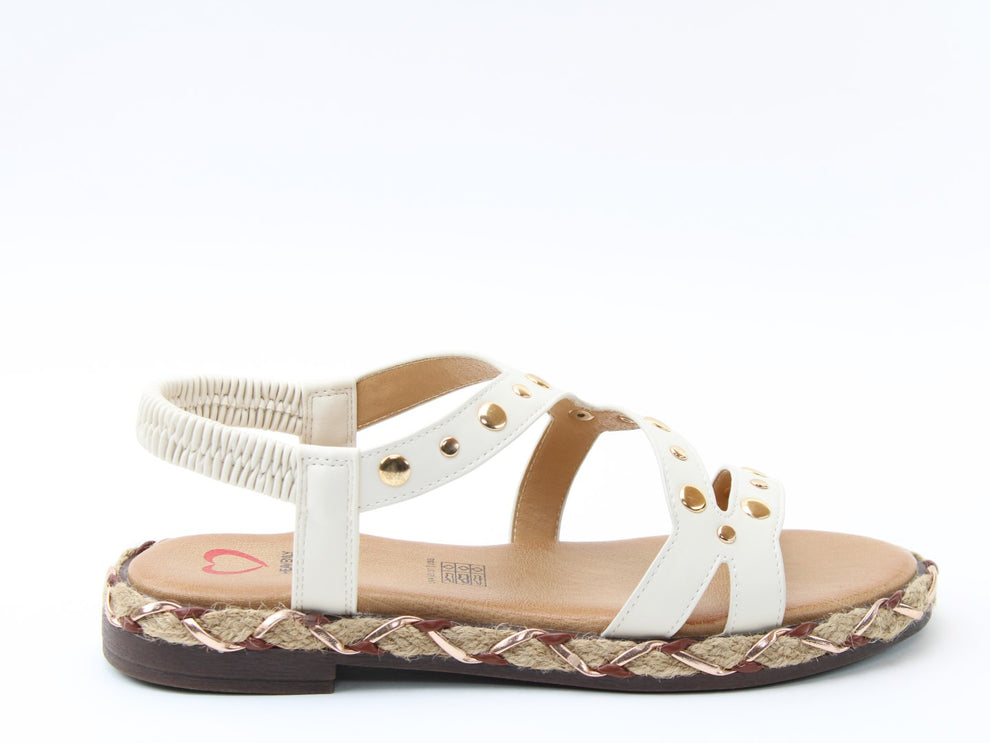 Heavenly feet kimi white stud sandals