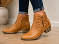 Modela Tan Leather Cut-Out Ankle Boots