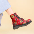 Heavenly feet eva red floral velour boots. Lightsoles.