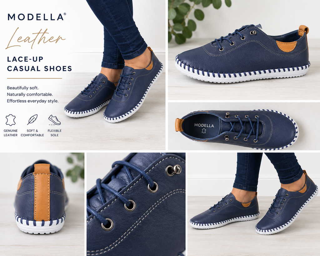 Modella navy leather pumps, shoes.
