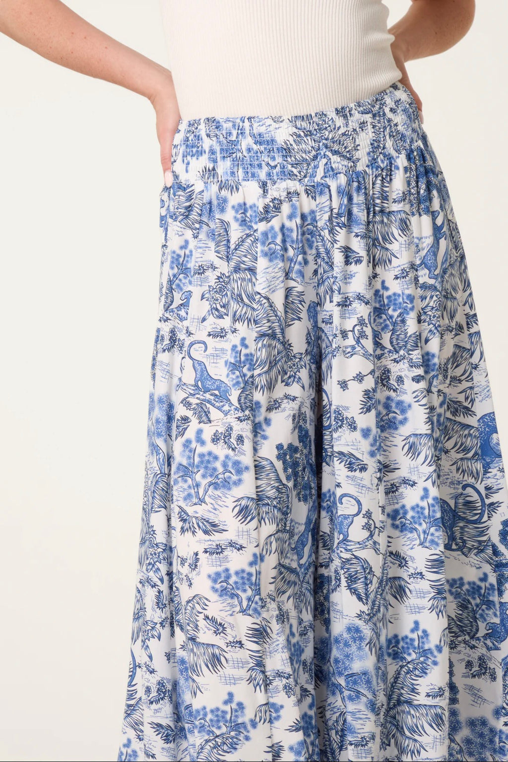 Floral palazzo trousers khaki or blue