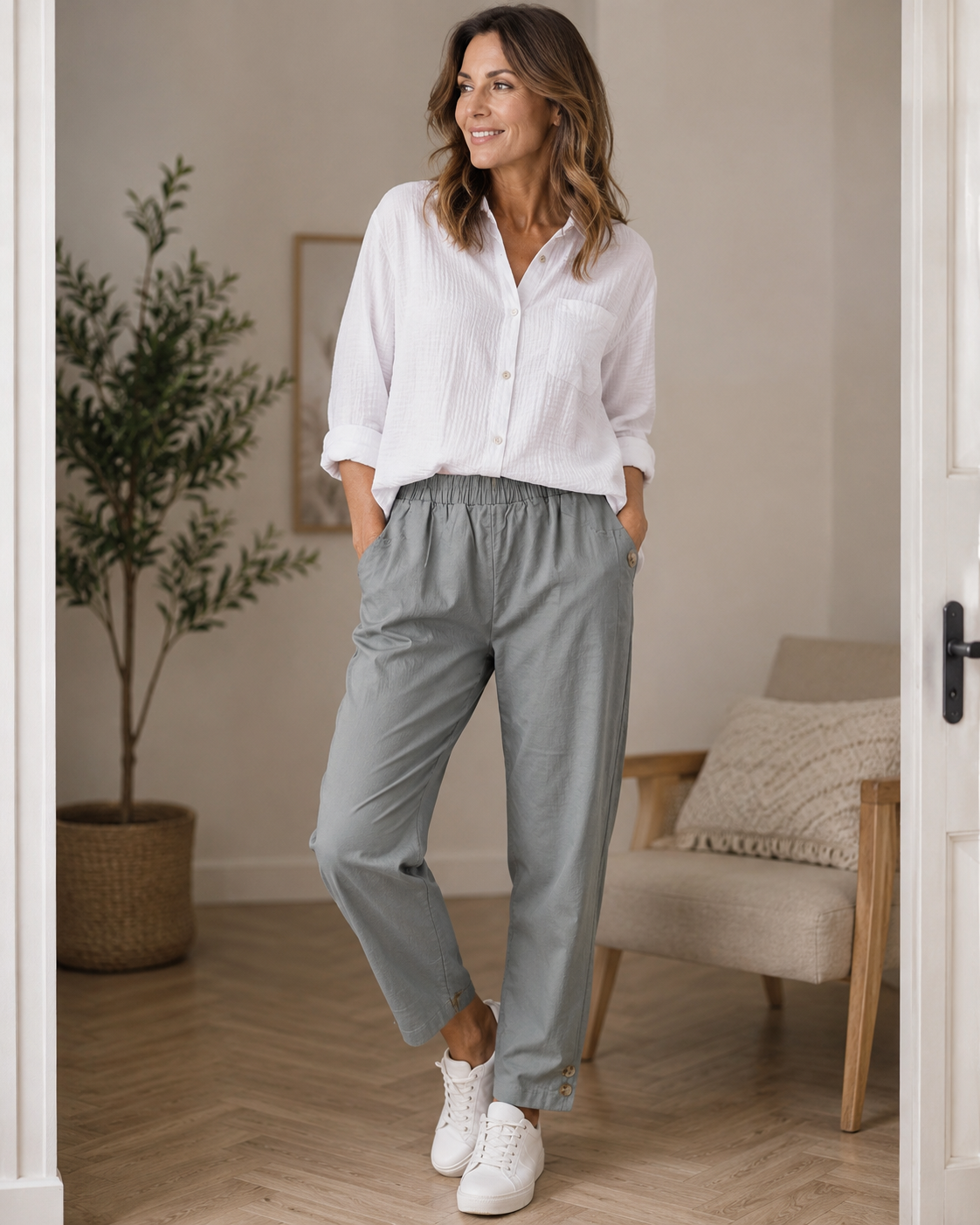 New pure and natural cotton trousers. Sz 10-22 available.