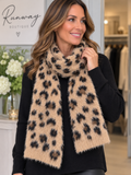 New jess and lou fluffy animal print pull thru scarf. Tan