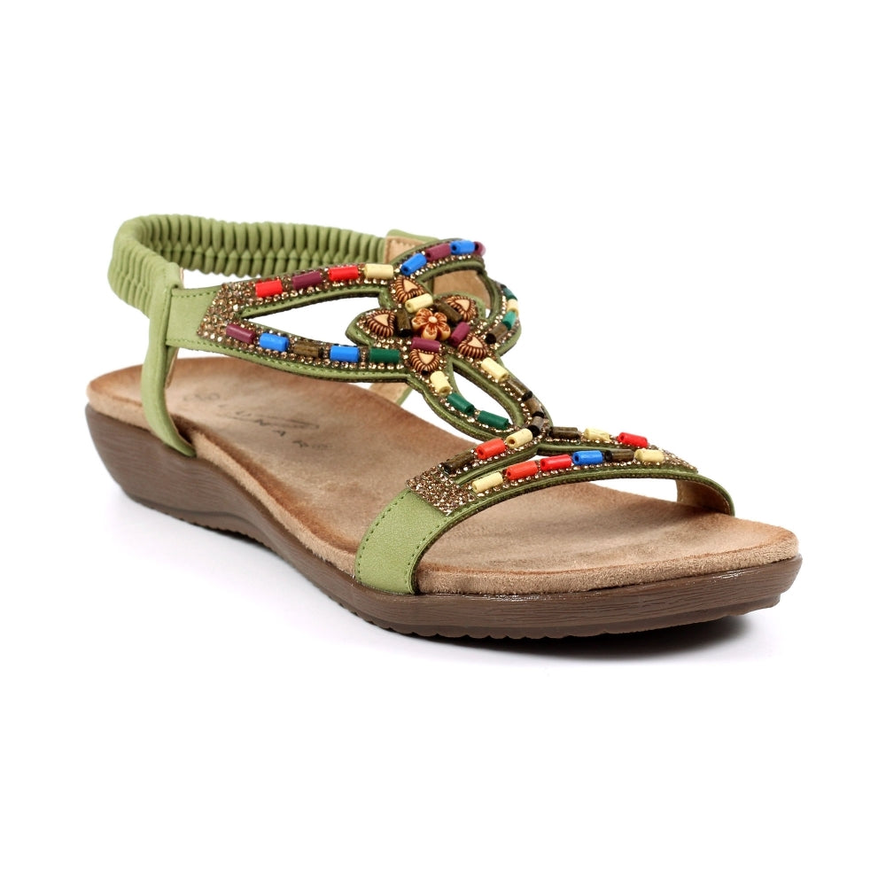 Lunar mariella khaki bead sandals