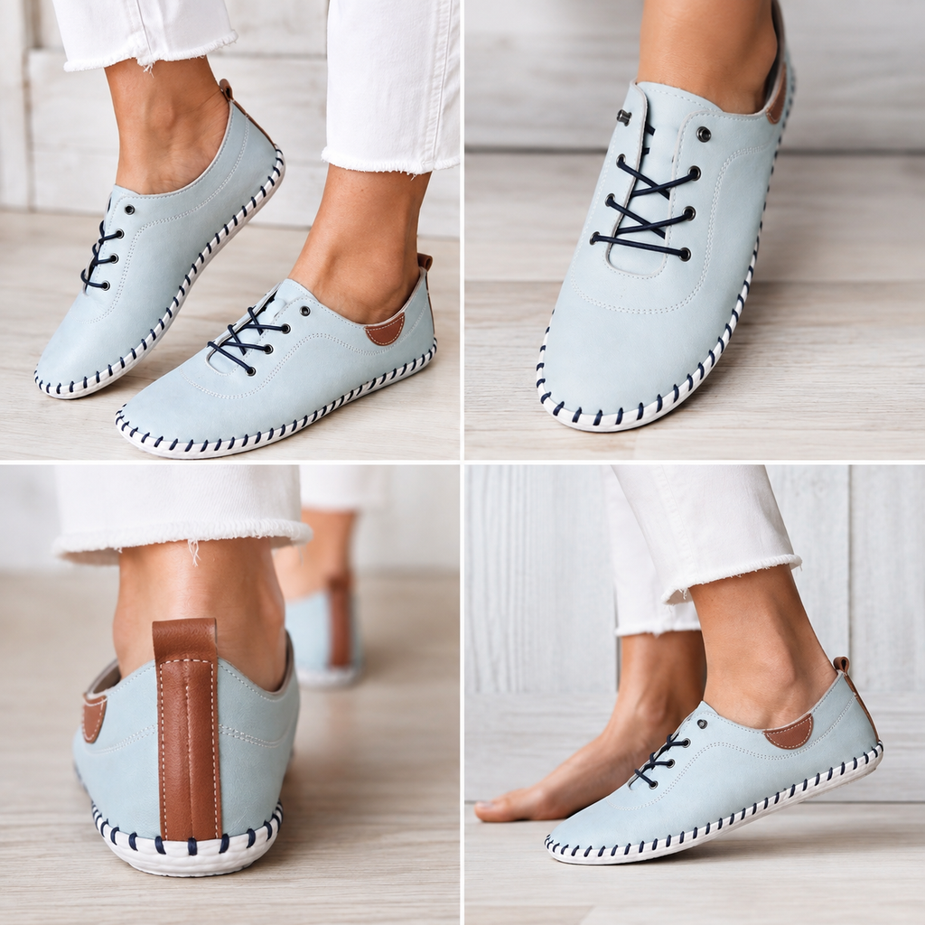 Modella pale blue leather pumps, shoes.
