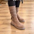 New tan suedette slouch sock boots.