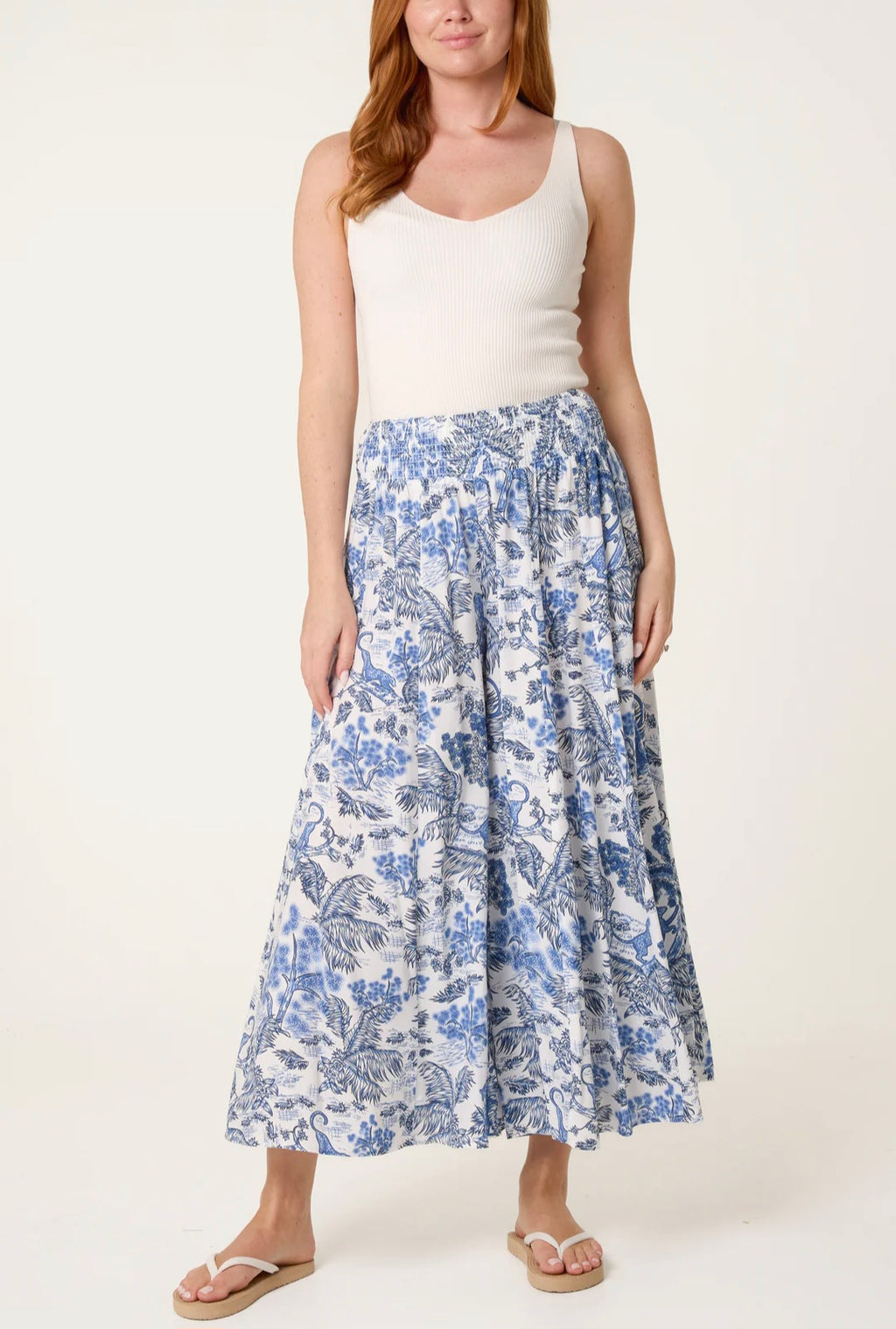 Floral palazzo trousers khaki or blue