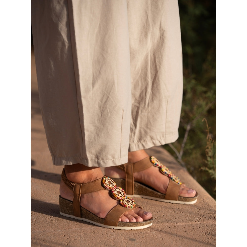 Lunar candice tan wedge sandal