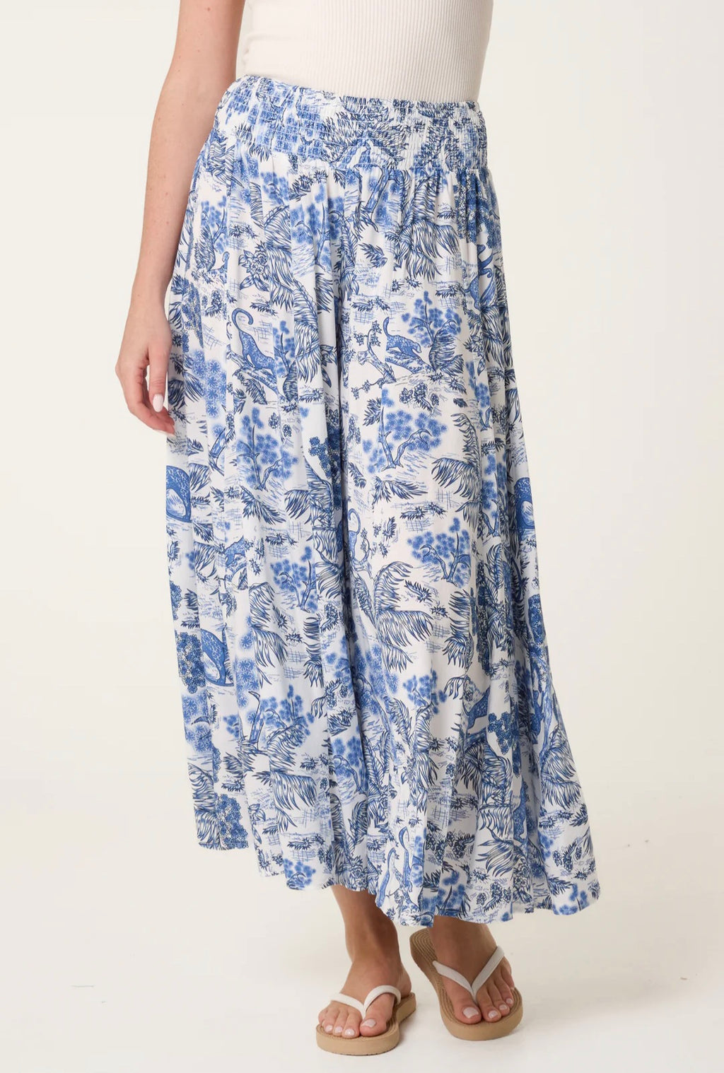 Floral palazzo trousers khaki or blue