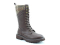Heavenly Feet brown & Tan Knit Cuff Lace-Up Boots