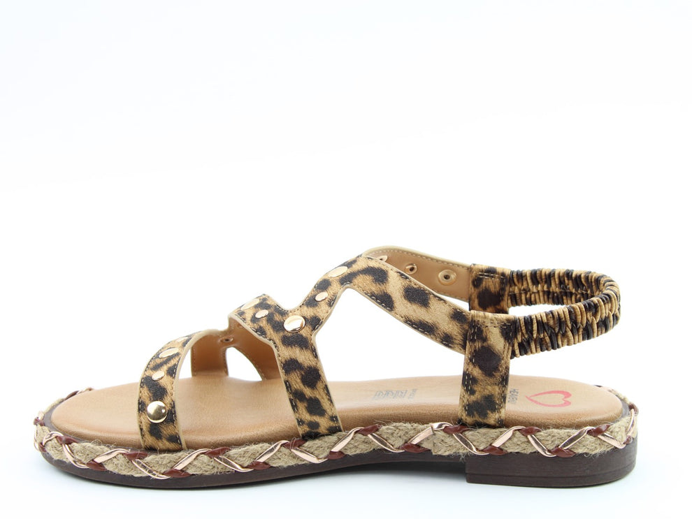 New heavenly feet kimi leopard print stud sandals