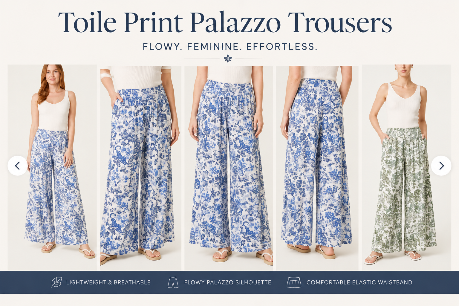 Floral palazzo trousers khaki or blue