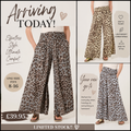 Wide leg leopard print palazzo trousers one size. Fits 8-16
