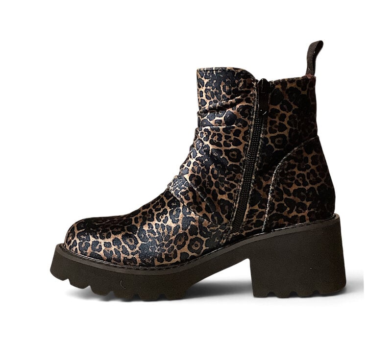 Heavenly feet leopard print velour ankle boots.